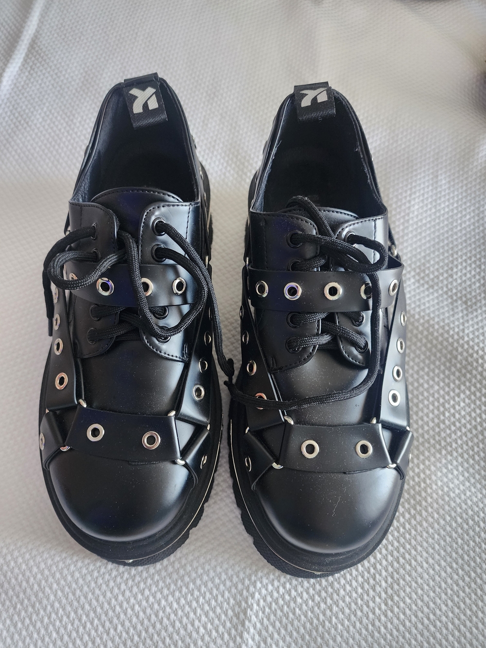 koi Black Goth Platform Grommet Lace-Up Sneakers